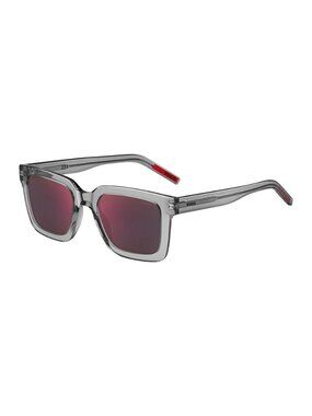New Authentic Hugo Boss Men's Grey with Red Square Acetate Sunglasses